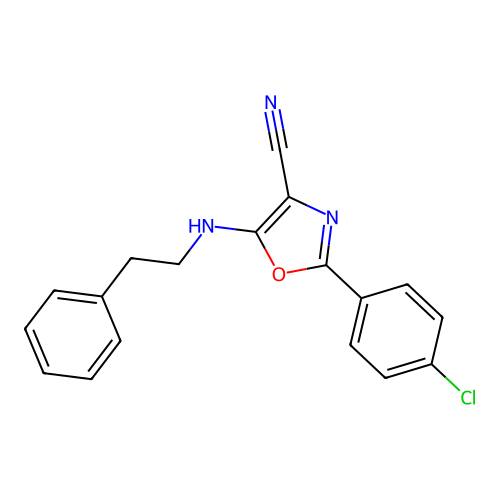 2-(4-Chlorophenyl)-5-[(2-phenylethyl)amino]-1,3-oxazole-4-carbonitrile structure
