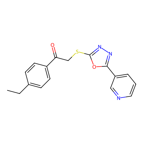 1-(4-Ethylphenyl)-2-((5-(pyridin-3-yl)-1,3,4-oxadiazol-2-yl)thio)ethanone structure
