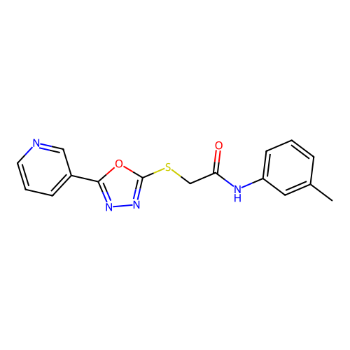 N-(3-methylphenyl)-2-[(5-pyridin-3-yl-1,3,4-oxadiazol-2-yl)sulfanyl]acetamide structure