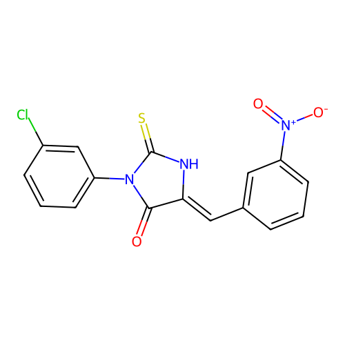 4-Imidazolidinone, 3-(3-chlorophenyl)-5-((3-nitrophenyl)methylene)-2-thioxo- structure