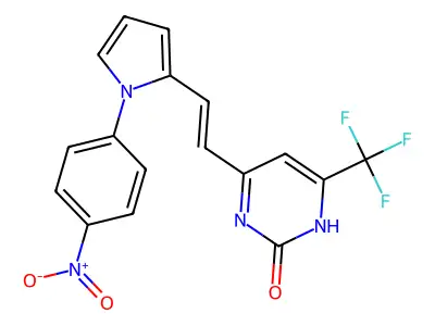 4-{2-[1-(4-nitrophenyl)-1H-pyrrol-2-yl]vinyl}-6-(trifluoromethyl)-2(1H)-pyrimidinone structure