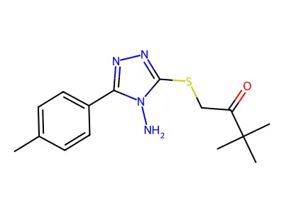 1-[[4-amino-5-(4-methylphenyl)-1,2,4-triazol-3-yl]sulfanyl]-3,3-dimethylbutan-2-one structure