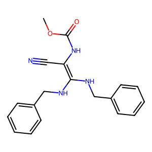 methyl N-[2,2-bis(benzylamino)-1-cyanoethenyl]carbamate structure
