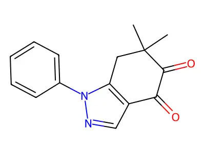 6,6-dimethyl-1-phenyl-7H-indazole-4,5-dione structure