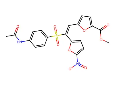 methyl 5-[2-(4-acetamidophenyl)sulfonyl-2-(5-nitrofuran-2-yl structure