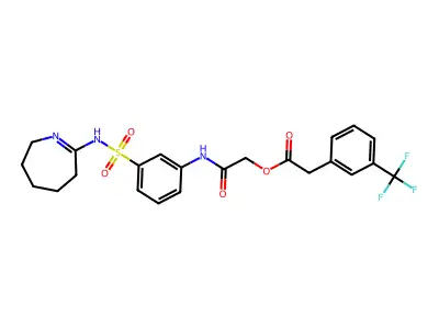 [2-oxo-2-[3-(3,4,5,6-tetrahydro-2H-azepin-7-ylsulfamoyl)anilino]ethyl] 2-[3-(trifluoromethyl)phenyl]acetate structure