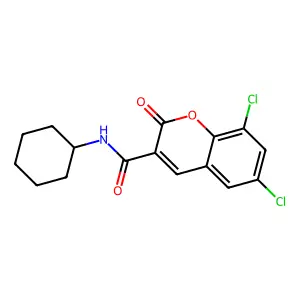 6,8-dichloro-N-cyclohexyl-2-oxo-2H-chromene-3-carboxamide structure