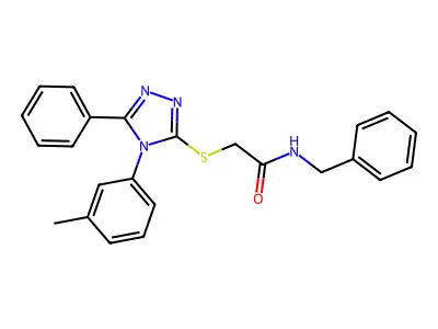 N-Benzyl-2-((4-(3-methylphenyl)-5-phenyl-4H-1,2,4-triazol-3-YL)thio)acetamide structure