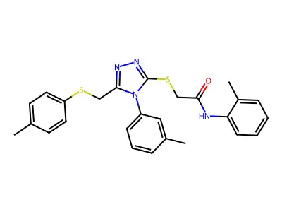 N-(2-methylphenyl)-2-[(4-(3-methylphenyl)-5-{[(4-methylphenyl)sulfanyl]methyl}-4H-1,2,4-triazol-3-yl)sulfanyl]acetamide structure