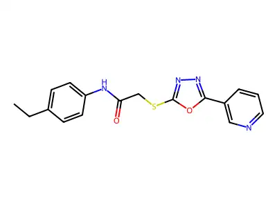 N-(4-ethylphenyl)-2-((5-(pyridin-3-yl)-1,3,4-oxadiazol-2-yl)thio)acetamide structure