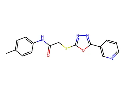 2-((5-(pyridin-3-yl)-1,3,4-oxadiazol-2-yl)thio)-N-(p-tolyl)acetamide structure