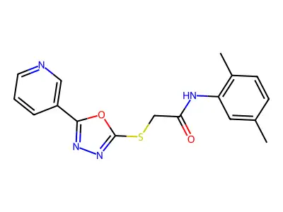 N-(2,5-dimethylphenyl)-2-((5-(pyridin-3-yl)-1,3,4-oxadiazol-2-yl)thio)acetamide structure