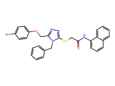 2-({4-BENZYL-5-[(4-BROMOPHENOXY)METHYL]-4H-1,2,4-TRIAZOL-3-YL}SULFANYL)-N-(1-NAPHTHYL)ACETAMIDE structure