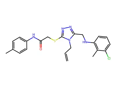 2-({4-allyl-5-[(3-chloro-2-methylanilino)methyl]-4H-1,2,4-triazol-3-yl}sulfanyl)-N-(4-methylphenyl)acetamide structure
