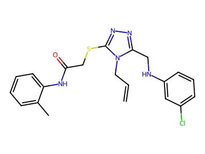 2-({4-allyl-5-[(3-chloroanilino)methyl]-4H-1,2,4-triazol-3-yl}sulfanyl)-N-(2-methylphenyl)acetamide structure