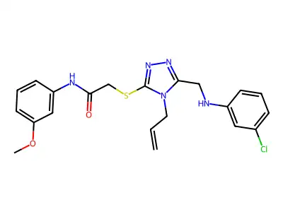 2-({4-allyl-5-[(3-chloroanilino)methyl]-4H-1,2,4-triazol-3-yl}sulfanyl)-N-(3-methoxyphenyl)acetamide structure