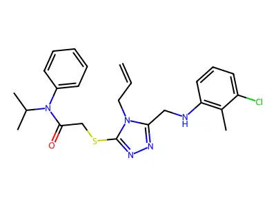 2-({4-allyl-5-[(3-chloro-2-methylanilino)methyl]-4H-1,2,4-triazol-3-yl}sulfanyl)-N-isopropyl-N-phenylacetamide structure