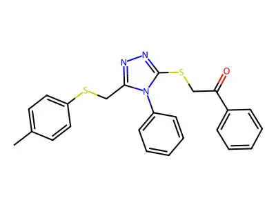 2-[(5-{[(4-methylphenyl)sulfanyl]methyl}-4-phenyl-4H-1,2,4-triazol-3-yl)sulfanyl]-1-phenylethanone structure