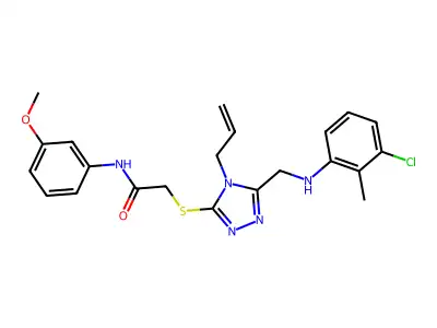 2-({4-allyl-5-[(3-chloro-2-methylanilino)methyl]-4H-1,2,4-triazol-3-yl}sulfanyl)-N-(3-methoxyphenyl)acetamide structure