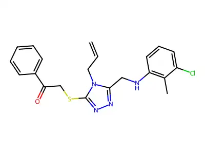 2-((4-allyl-5-(((3-chloro-2-methylphenyl)amino)methyl)-4H-1,2,4-triazol-3-yl)thio)-1-phenylethanone structure