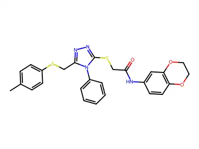 N-(2,3-dihydro-1,4-benzodioxin-6-yl)-2-[(5-{[(4-methylphenyl)sulfanyl]methyl}-4-phenyl-4H-1,2,4-triazol-3-yl)sulfanyl]acetamide structure