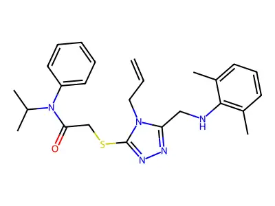 2-({4-allyl-5-[(2,6-dimethylanilino)methyl]-4H-1,2,4-triazol-3-yl}sulfanyl)-N-isopropyl-N-phenylacetamide structure