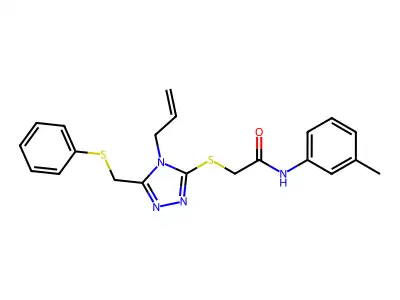 2-({4-allyl-5-[(phenylsulfanyl)methyl]-4H-1,2,4-triazol-3-yl}sulfanyl)-N-(3-methylphenyl)acetamide structure