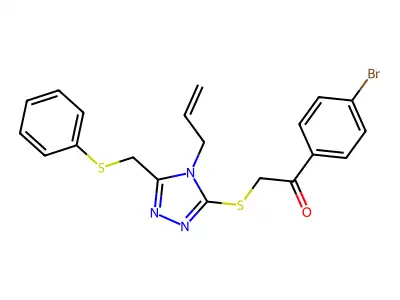 2-((4-Allyl-5-((phenylthio)ME)-4H-1,2,4-triazol-3-YL)thio)-1-(4-BR-PH)ethanone structure