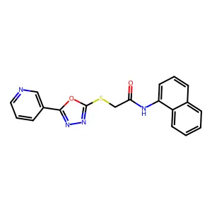 N-(naphthalen-1-yl)-2-{[5-(pyridin-3-yl)-1,3,4-oxadiazol-2-yl]sulfanyl}acetamide structure