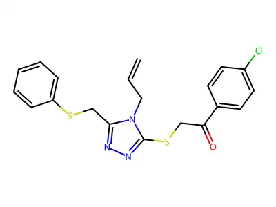2-((4-Allyl-5-((phenylthio)ME)-4H-1,2,4-triazol-3-YL)thio)-1-(4-CL-PH)ethanone structure