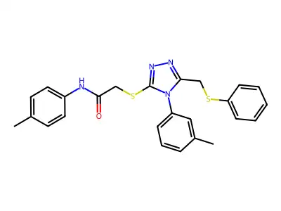N-(4-methylphenyl)-2-({4-(3-methylphenyl)-5-[(phenylsulfanyl)methyl]-4H-1,2,4-triazol-3-yl}sulfanyl)acetamide structure