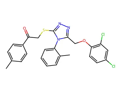 2-({5-[(2,4-dichlorophenoxy)methyl]-4-(2-methylphenyl)-4H-1,2,4-triazol-3-yl}sulfanyl)-1-(4-methylphenyl)ethanone structure