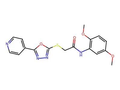 N-(2,5-dimethoxyphenyl)-2-[(5-pyridin-4-yl-1,3,4-oxadiazol-2-yl)sulfanyl]acetamide structure
