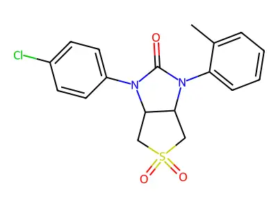 1-(4-chlorophenyl)-3-(o-tolyl)tetrahydro-1H-thieno[3,4-d]imidazol-2(3H)-one 5,5-dioxide structure
