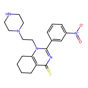 2-(3-nitrophenyl)-1-(2-(piperazin-1-yl)ethyl)-5,6,7,8-tetrahydroquinazoline-4(1H)-thione structure