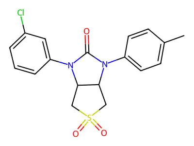 1-(3-chlorophenyl)-3-(p-tolyl)tetrahydro-1H-thieno[3,4-d]imidazol-2(3H)-one 5,5-dioxide structure