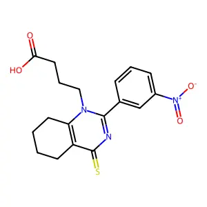 4-(2-(3-nitrophenyl)-4-thioxo-5,6,7,8-tetrahydroquinazolin-1(4H)-yl)butanoic acid structure