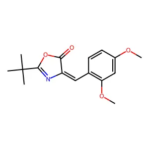 (Z)-2-(tert-butyl)-4-(2,4-dimethoxybenzylidene)oxazol-5(4H)-one structure