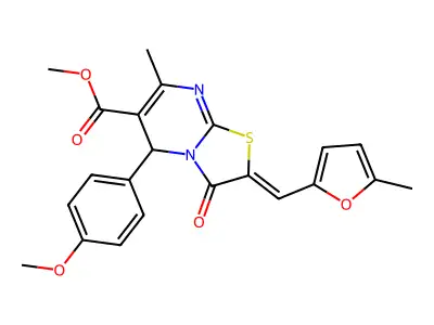 Methyl 2,3-dihydro-5-(4-methoxyphenyl)-7-methyl-2-[(5-methyl-2-furanyl)methylene]-3-oxo-5H-thiazolo[3,2-a]pyrimidine-6-carboxylate structure
