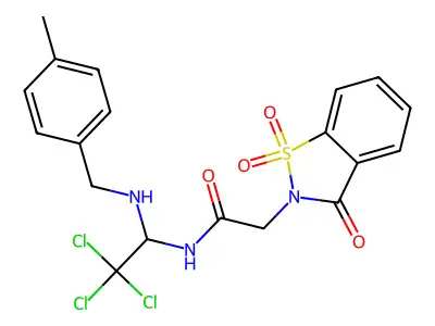 2-(1,1-dioxido-3-oxo-1,2-benzothiazol-2(3H)-yl)-N-{2,2,2-trichloro-1-[(4-methylbenzyl)amino]ethyl}acetamide structure