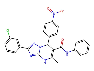 2-(3-chlorophenyl)-5-methyl-7-(4-nitrophenyl)-N-phenyl-4H,7H-[1,2,4]triazolo[1,5-a]pyrimidine-6-carboxamide structure