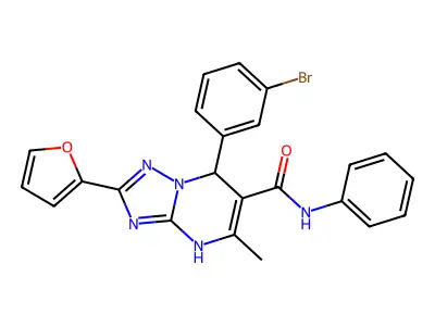 7-(3-bromophenyl)-2-(furan-2-yl)-5-methyl-N-phenyl-4,7-dihydro-[1,2,4]triazolo[1,5-a]pyrimidine-6-carboxamide structure