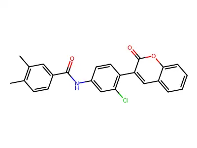N-[3-Chloro-4-(2-oxo-2H-1-benzopyran-3-yl)phenyl]-3,4-dimethylbenzamide structure