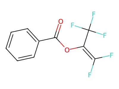 Pentafluoroprop-1-en-2-yl benzoate structure