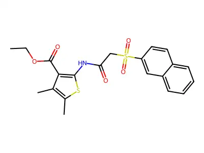 Ethyl 4,5-dimethyl-2-[(2-naphthalen-2-ylsulfonylacetyl)amino]thiophene-3-carboxylate structure