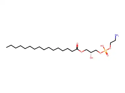 2-Azaniumylethyl (3-hexadecanoyloxy-2-hydroxypropyl) phosphate structure