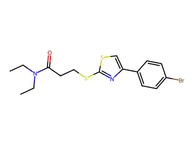 3-[[4-(4-bromophenyl)-1,3-thiazol-2-yl]sulfanyl]-N,N-diethylpropanamide structure