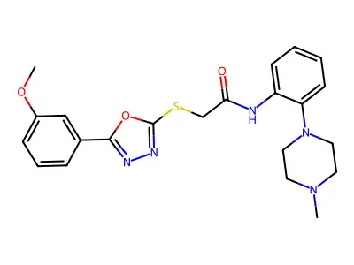 2-[[5-(3-methoxyphenyl)-1,3,4-oxadiazol-2-yl]sulfanyl]-N-[2-(4-methylpiperazin-1-yl)phenyl]acetamide structure