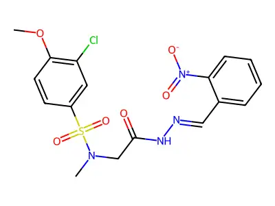 2-[(3-chloro-4-methoxyphenyl)sulfonyl-methylamino]-N-[(2-nitrophenyl)methylideneamino]acetamide structure