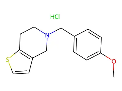 Thieno(3,2-c)pyridine, 4,5,6,7-tetrahydro-5-((4-methoxyphenyl)methyl)-, monohydrochloride structure